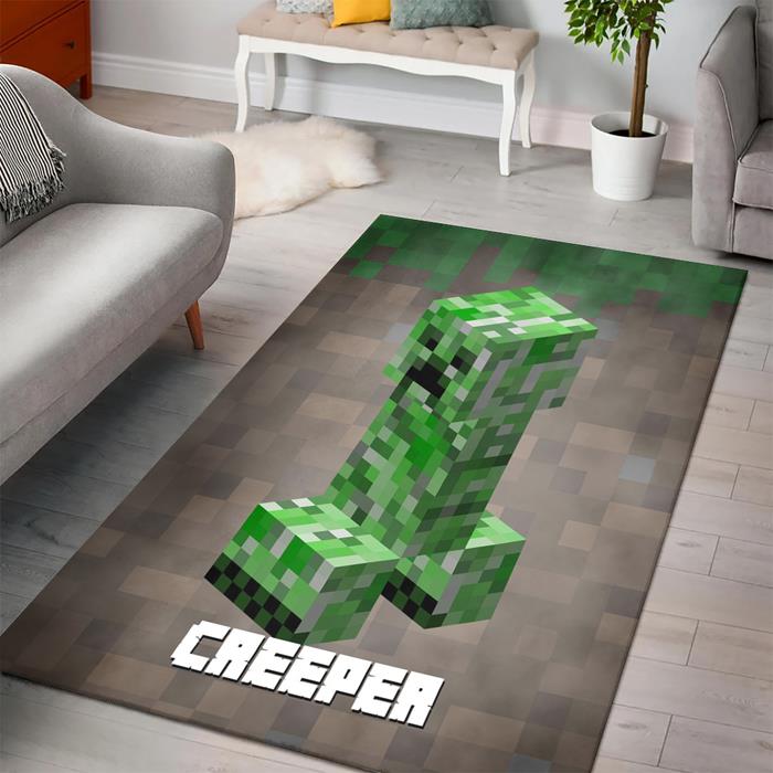 Ukonic Minecraft Creeper Area Rug, Creeper Minecraft Rug