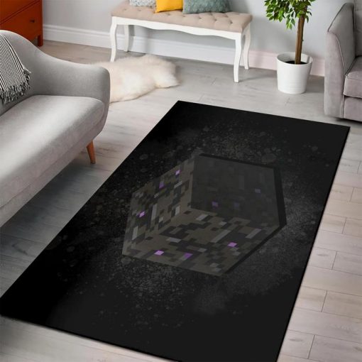 Minecraft Obsidian Ore Rug - Custom Size And Printing