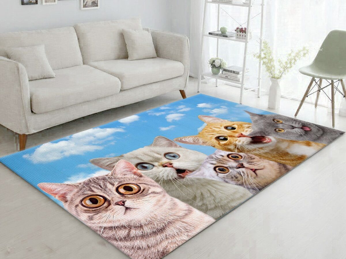 Cat Funny Face Shaped Rugs Custom For Room Decor Mat Quality