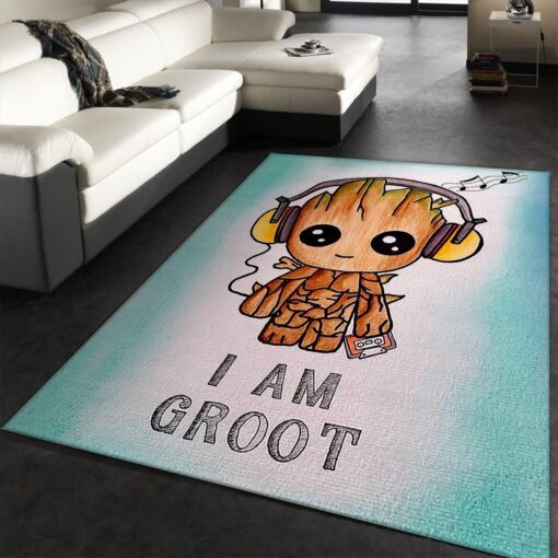 BABY GROOT GUARDIANS OF THE GALAXY MARVEL MOVIES AREA RUG – LIVING ROOM CARPET FLOOR DECOR THE US DECOR