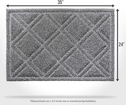 Brighaus Large Outdoor Indoor Door Mat - Non-Slip Heavy Duty Front Welcome Doormat Rug - Outside Patio, Inside Entry Way, Catches Dirt Dust Snow - Mud - Black/White (24" - 35")