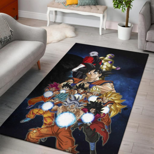 Goku All Forms Vs Golden Frieza And Jiren Rug - Custom Size And Printing