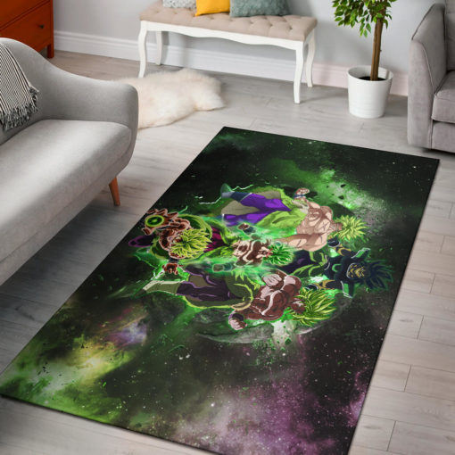 Super Saiyan Broly Moments Green Vapor Galaxy Rug - Custom Size And Printing