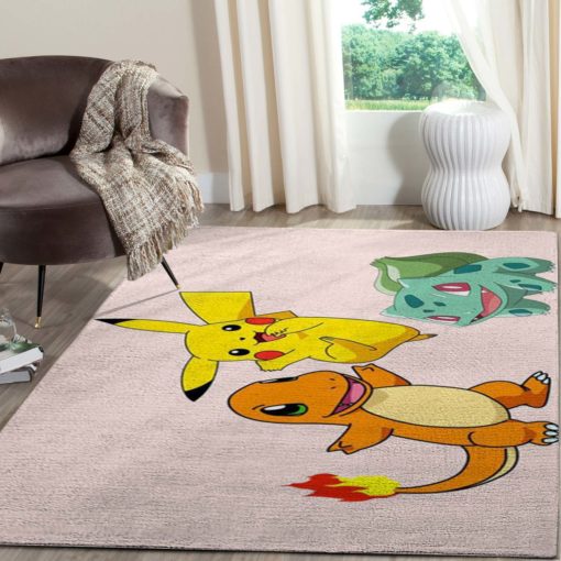 Pikachu Charmander Bulbasaur Rug - Custom Size And Printing