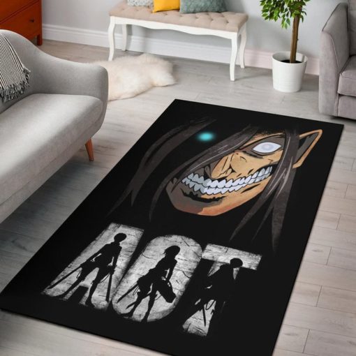 Aot Characters And Eren Titan Face Rug - Custom Size And Printing