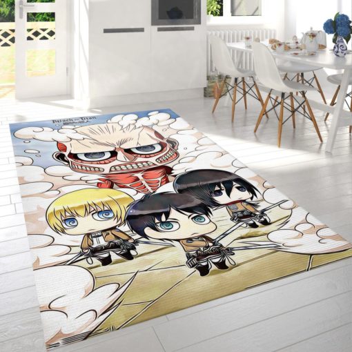 Attack On Titan Chibi Group Rug - Custom Size And Printing