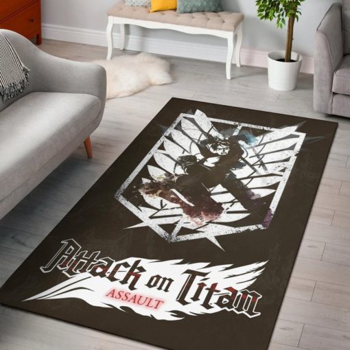 Eren Fighting White Shining Wings Of Freedom Symbol Rug - Custom Size And Printing