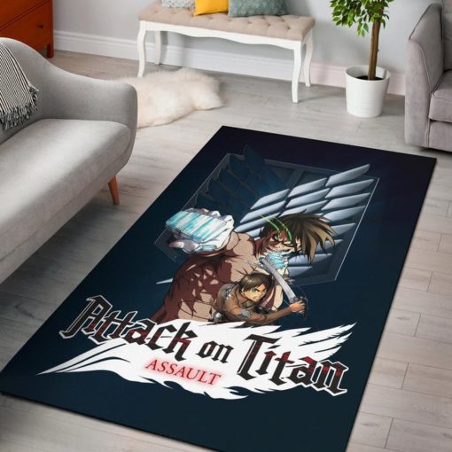 Eren Titan Punch And Eren Human Metal Wings Of Freedom Rug - Custom Size And Printing