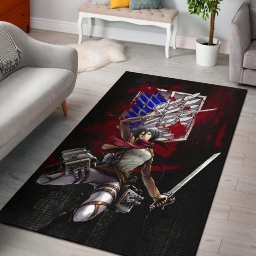 Mikasa Fighting Bloody Wings Of Freedom Symbol Rug - Custom Size And Printing