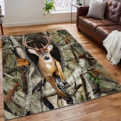 A Righteous Man Goes Hunting Printing Floor Mat Carpet Funny Hunting Rug American Flag Deer Hunting Area Rug Hunting Rug