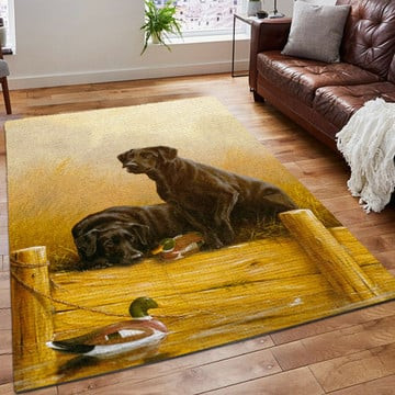 Dog Printing Floor Mat Carpet Cute Sleeping Chibi Dog Area Rug Hunting Rug  Black Lab Hunting