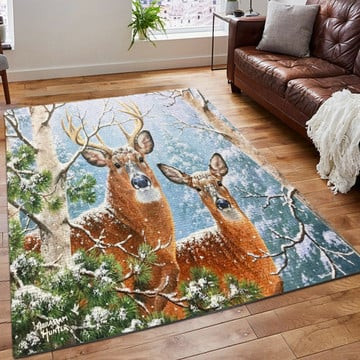 American Flag Deer Hunting Rug Christmas Deer Area Rug Dear Deer Stag Head Printing Floor Mat Carpet Deer Hunting Snow Rug