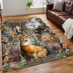 A Righteous Man Goes Hunting Printing Floor Mat Carpet Huntings Area Rug American Flag Deer Hunting Rug Hunting Rug