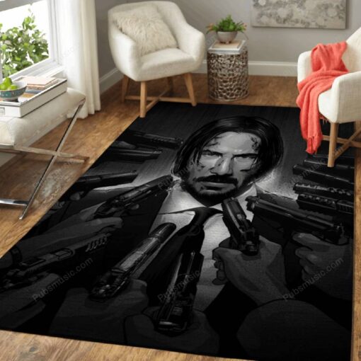 John Wick Bw - Movies And Tv Bw Area Rug Carpet - Custom Size And Prin