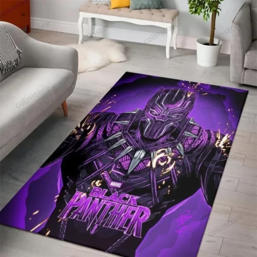 Black Panther Wakanda Marvel Superhero Movies Area Carpet Living Room Rug - Custom Size And Printing