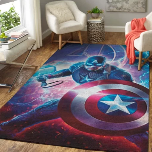 Captain America Super Hero Area Rectangle Rug Home Decor - Custom Size And Printing