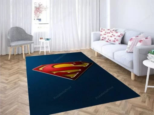 Superman Blue Wallpaper Rectangle Area Rug - Carpet For Living Room - Custom Size And Printing