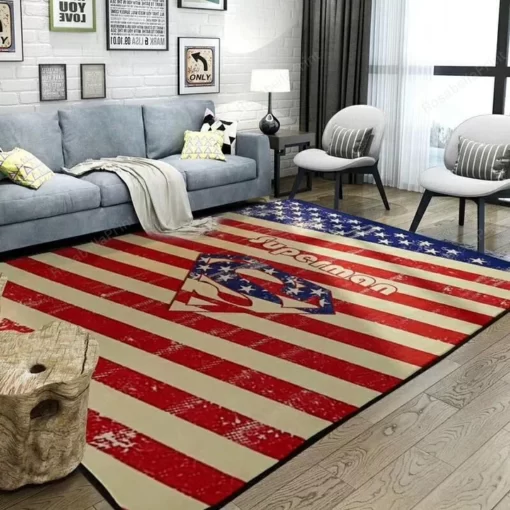 Superman Logo Rectangle Area Rug - Carpet For Living Room - Custom Size And Printing