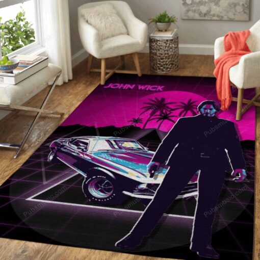 John Wick - Retro 80S Area Rug Carpet - Custom Size And Prin