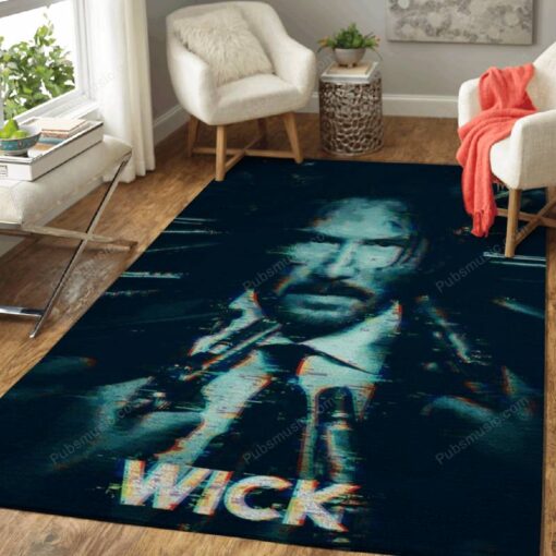 John Wick - Glitch Movies Area Rug Carpet - Custom Size And Prin