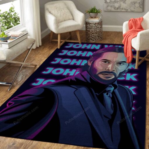 John Wick Retro Style - Movie Area Rug Carpet - Custom Size And Prin