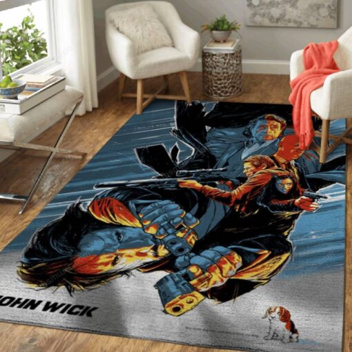 John Wick Cartoon - Retro Movies Area Rug Carpet - Custom Size And Prin