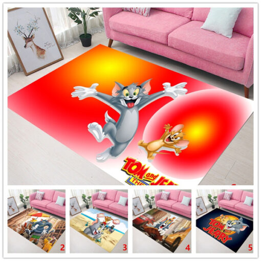 Tom And Jerry Printed Carpet Anime Character Tom Area Rug - For Living Room Bedroom - Custom Size And Printing