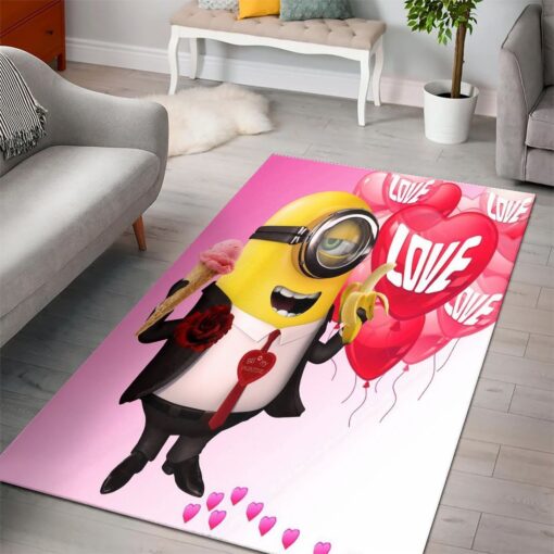 Minions Valentine Despicable Minions Cartoon Movies Area Rug - Living Room Carpet Floor Decor The Us Decor - Custom Size And Printing
