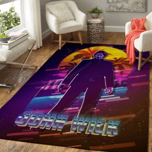 John Wick - Retro 80S Area Rug Carpet - Custom Size And Prin