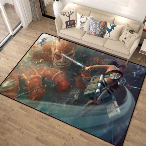 Attack On Titan Karpet Lantai Karpet Kamar Tidur Keset Anti-Selip Hadiah Kartun Anak-Anak - Custom Size And Printing