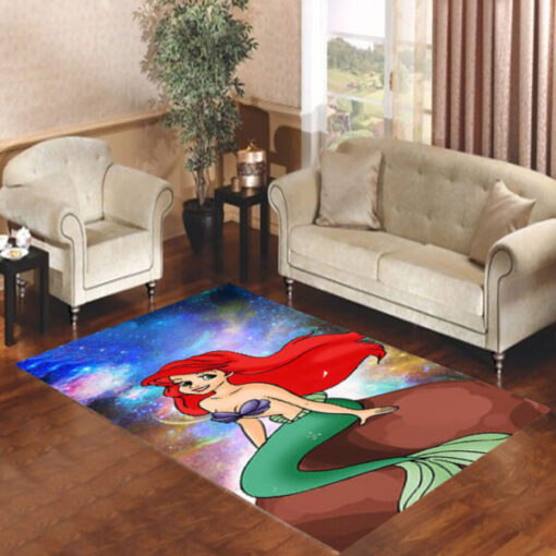 Ariel Little Mermaid In Galaxy Rug Living Room - Custom Size And Printing