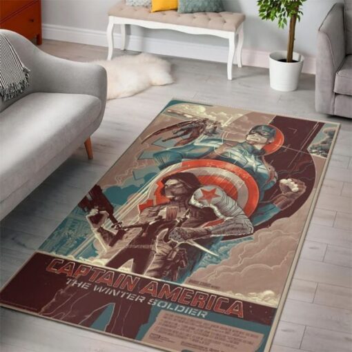 Captain America The Winter Soldier Design Art Rug Carpet - Custom Size And Printing