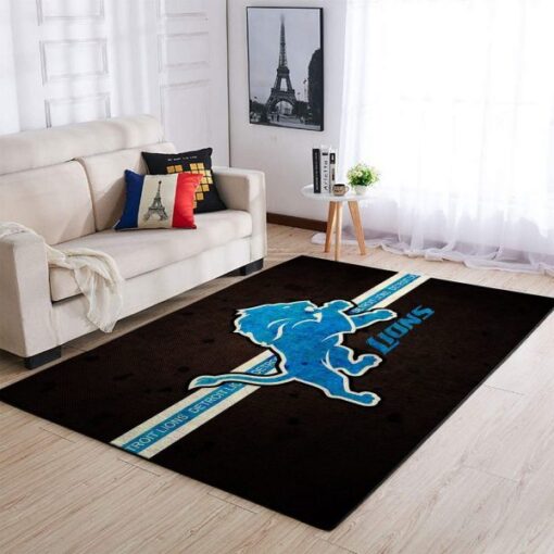 Detroit Lions Logo NFL Gifts Living Room Carpet Rug Home Decor - Custom Size And Printing