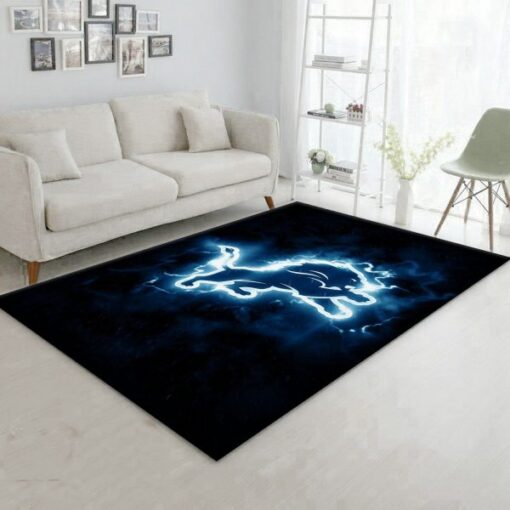 Detroit Lions Neon Living Room Carpet Rug Home Decor - Custom Size And Printing