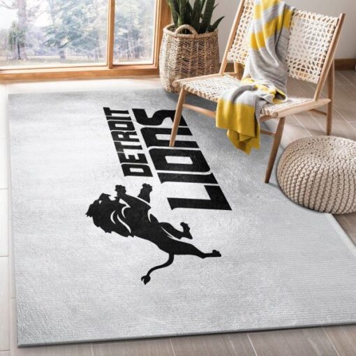Detroit Lions Silver NFL Living Room Carpet Rug Home Decor - Custom Size And Printing