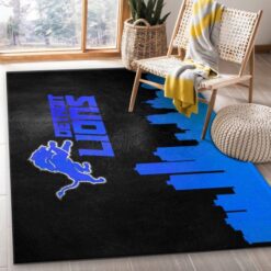 Detroit Lions Skyline NFL Living Room Carpet Rug Home Decor – Custom Size And Printing