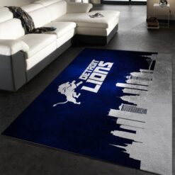 Detroit Lions Skyline NFL Team Logos Living Room Carpet Rug Home Decor – Custom Size And Printing