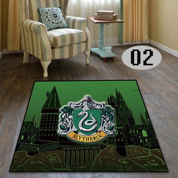 Harry Potter Slytherin Hogwarts Anime Cool Velboa Area Rug Carpet – Custom Size And Printing
