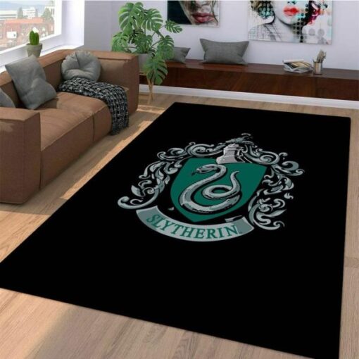 Harry Potter Slytherin Logo Nice Area Rug Carpet - Custom Size And Printing