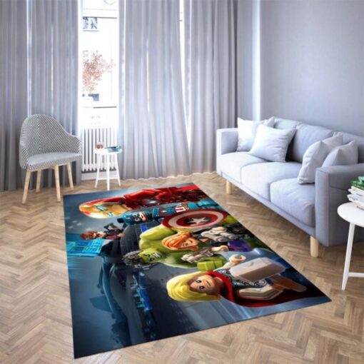 Lego Cartoon Of Marvel The Arvengers Hulk And Captain American Area Rug Carpet - Custom Size And Printing
