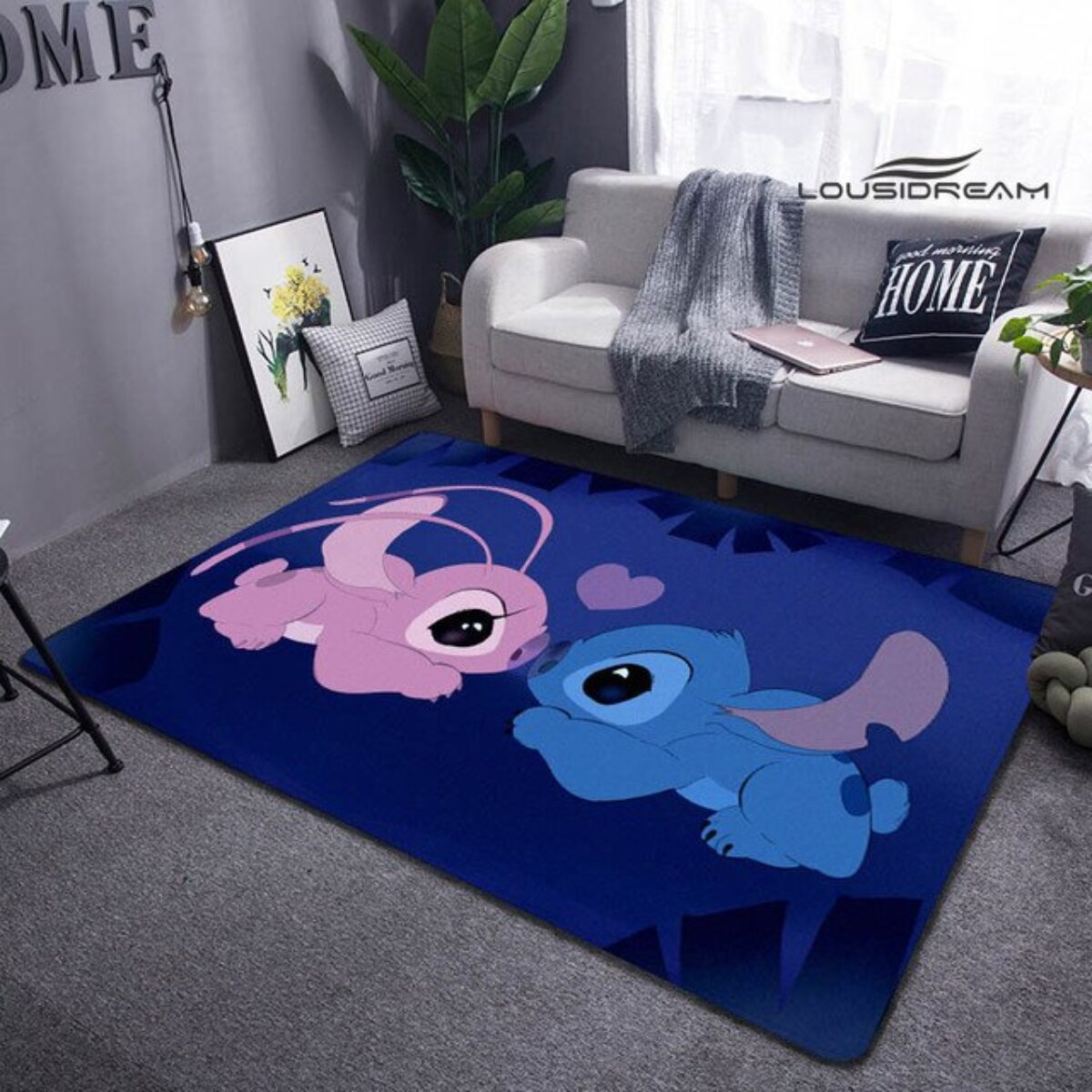 Cartoon Disney Stitch Carpet Creative Irregular Plush Lounge Rug Smile  Stitch Cashmere Rug Living Room Bedroom Floor Mat Decor - AliExpress
