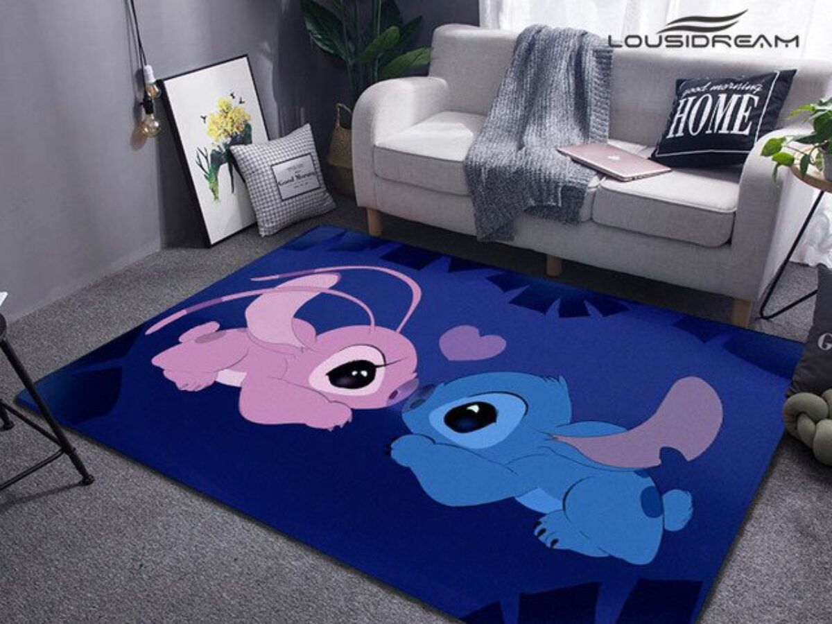 Kids Lilo Stitch 3D Home Rug Living Room Bedroom Area Rug Carpet –