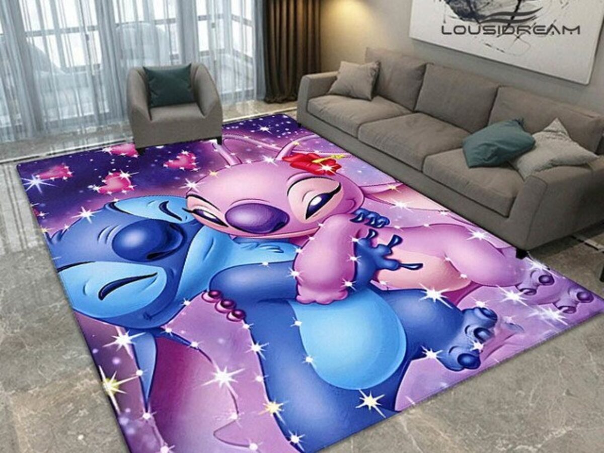 Lilio & Stitch Cartoon Carpet Children'S Playroom Living Room - Custom Size  And Printing