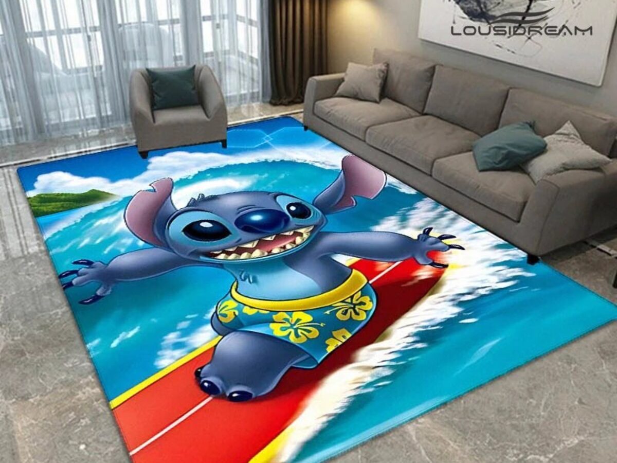 Lilio & Stitch Cartoon Carpet Children'S Playroom Living Room - Custom Size  And Printing