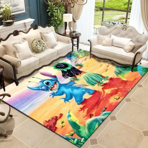 Lilo Stitch Hula Dancing On The Beach Disney Area Rug Carpet - Custom Size And Printing