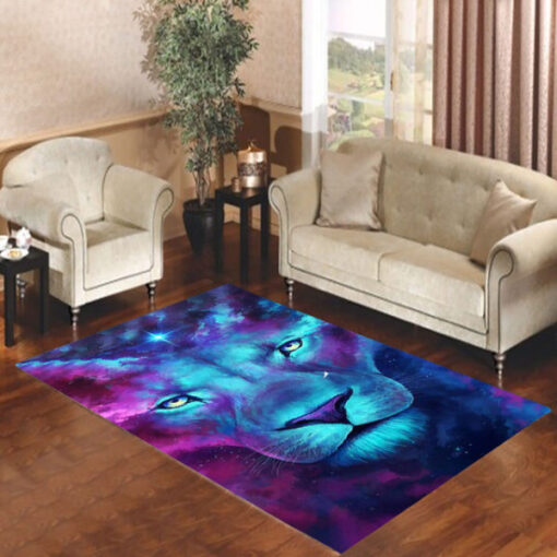 Lion Face In Galaxy Rug Home Decor - Custom Size And Printing