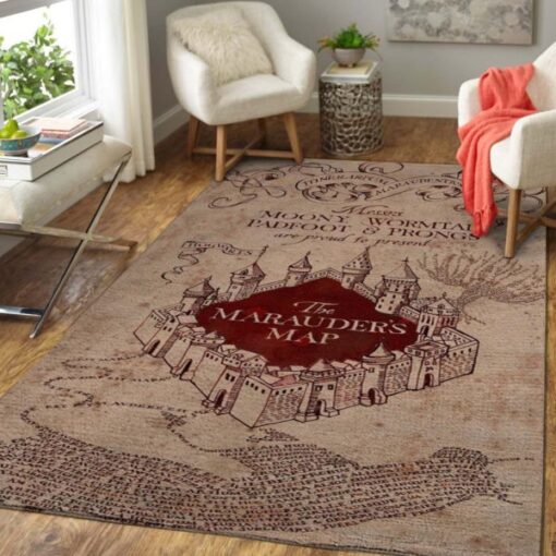 Marauders Map Harry Potter Rug For Living Room - Custom Size And Printing