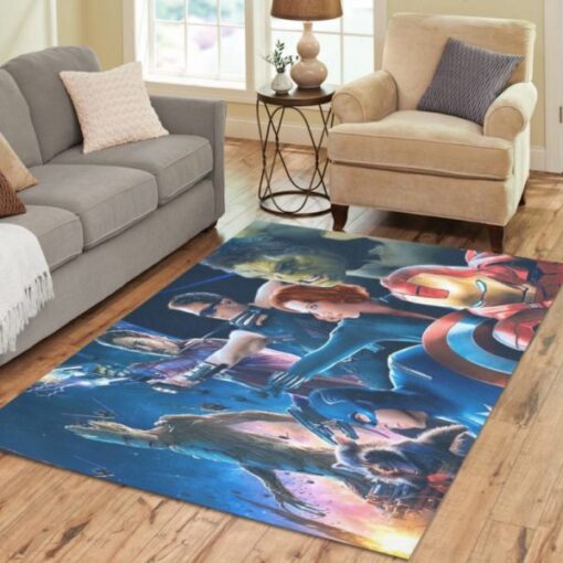 Marvel Superheroes Living Room Rug - Carpet - Custom Size And Printing