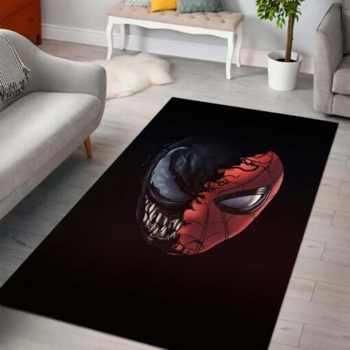 Spiderman x Venom Head Combine Black Rug Home Decor – Custom Size And Printing