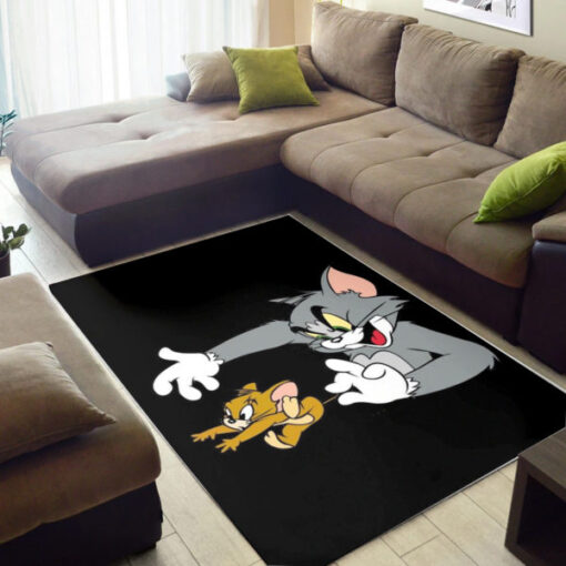 Tom And Jerry Background Black Rug Home Decor - Custom Size And Printing